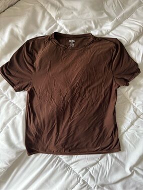 Aerie Women's Smoothez Short Sleeve Crewneck T-Shirt in Brown